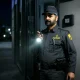 نگهبان ایرانی در شب در کنار دزدگیر